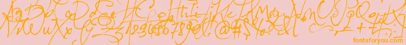 LoveletterNo9-Schriftart – Orangefarbene Schriften auf rosa Hintergrund