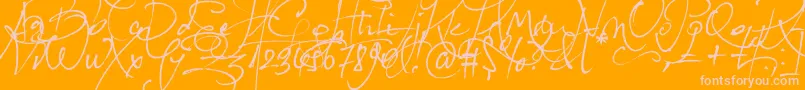 LoveletterNo9-Schriftart – Rosa Schriften auf orangefarbenem Hintergrund