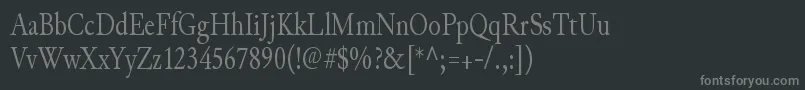 Fonte JunicodeRegularcondensed – fontes cinzas em um fundo preto