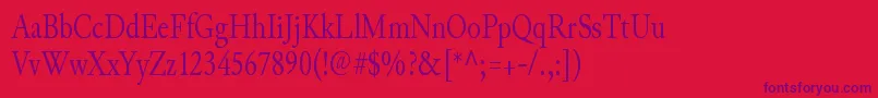 Czcionka JunicodeRegularcondensed – fioletowe czcionki na czerwonym tle
