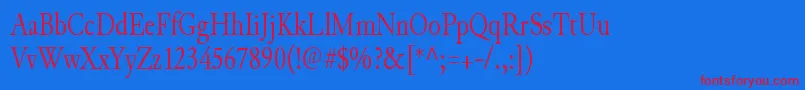 JunicodeRegularcondensed-fontti – punaiset fontit sinisellä taustalla