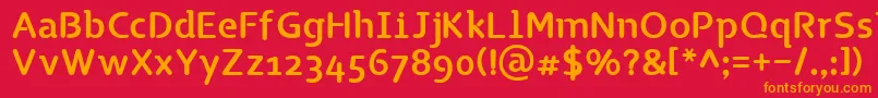 フォントTgNaonao – 赤い背景にオレンジの文字