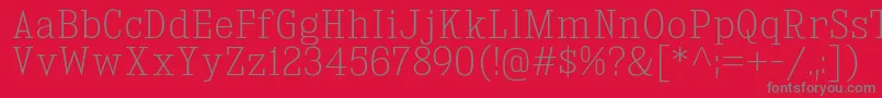 KingsbridgeScEl-Schriftart – Graue Schriften auf rotem Hintergrund