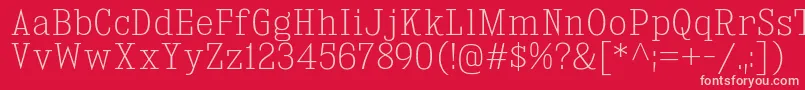 Fonte KingsbridgeScEl – fontes rosa em um fundo vermelho