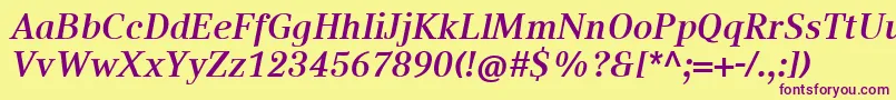 CompatilTextLtComBoldItalic Font – Purple Fonts on Yellow Background