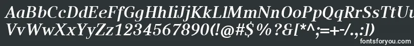 CompatilTextLtComBoldItalic-fontti – valkoiset fontit mustalla taustalla