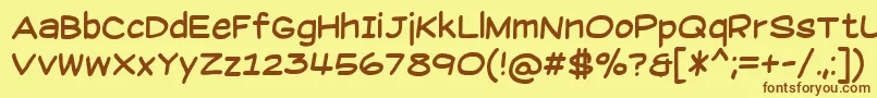フォントSuplexmentaryComicNc – 茶色の文字が黄色の背景にあります。