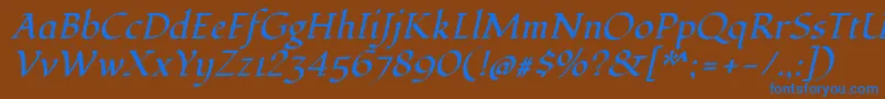 FondamentoItalic Font – Blue Fonts on Brown Background