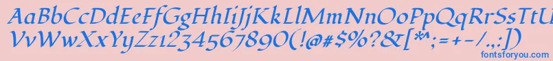 FondamentoItalic Font – Blue Fonts on Pink Background