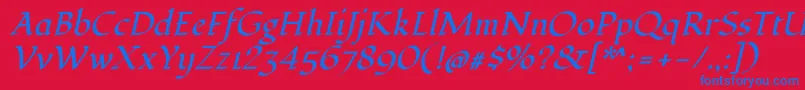 FondamentoItalic Font – Blue Fonts on Red Background