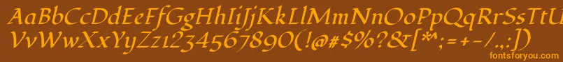 FondamentoItalic Font – Orange Fonts on Brown Background