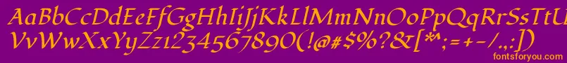 FondamentoItalic Font – Orange Fonts on Purple Background