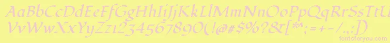 FondamentoItalic-Schriftart – Rosa Schriften auf gelbem Hintergrund