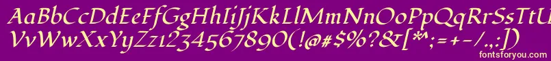 FondamentoItalic Font – Yellow Fonts on Purple Background