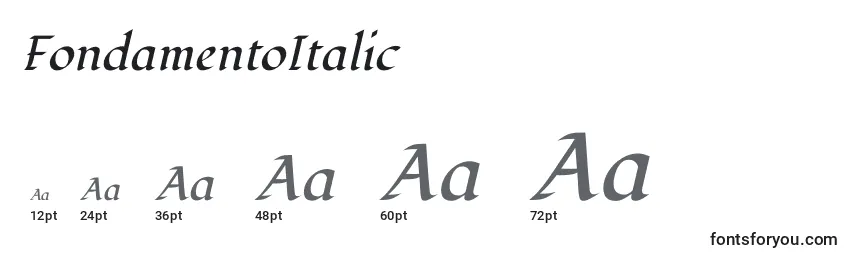 Размеры шрифта FondamentoItalic
