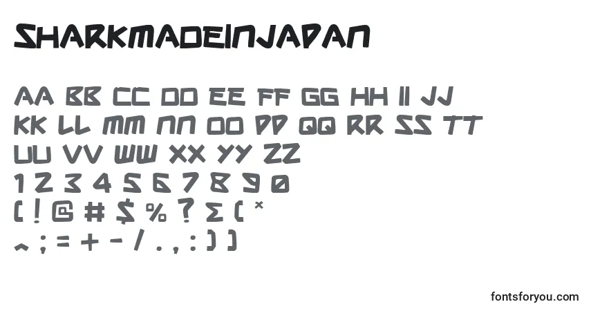 A fonte Sharkmadeinjapan – alfabeto, números, caracteres especiais