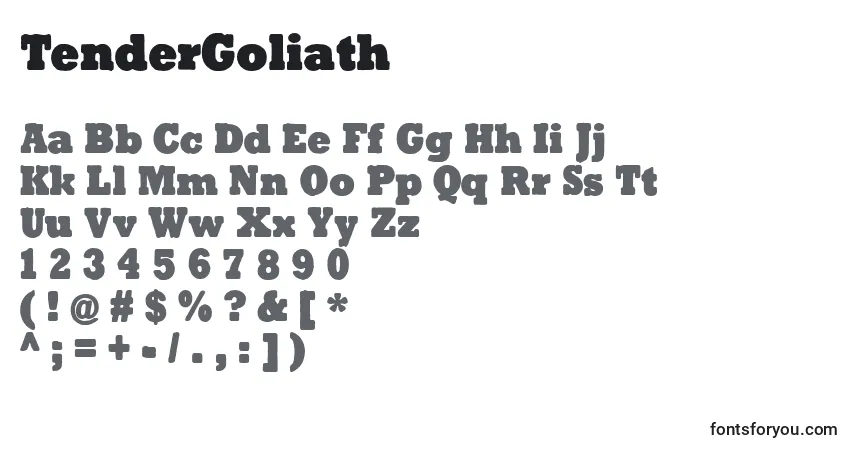 Schriftart TenderGoliath – Alphabet, Zahlen, spezielle Symbole