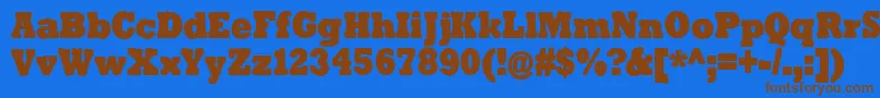Więcej informacji o czcionce TenderGoliath Czcionka TenderGoliath – brązowe czcionki na niebieskim tle