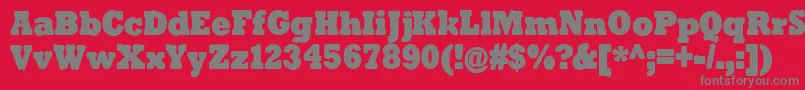 Weitere Informationen zur TenderGoliath-Schriftart TenderGoliath-Schriftart – Graue Schriften auf rotem Hintergrund