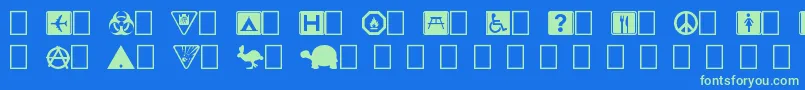 Symbolx-fontti – vihreät fontit sinisellä taustalla