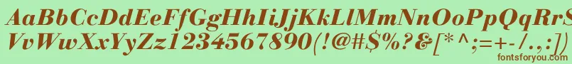 Fonte LinotypegianottenHeavyitalic – fontes marrons em um fundo verde