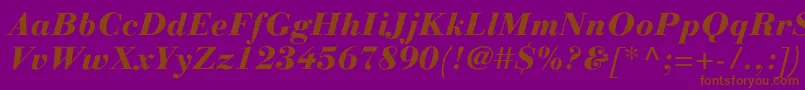 LinotypegianottenHeavyitalic-Schriftart – Braune Schriften auf violettem Hintergrund