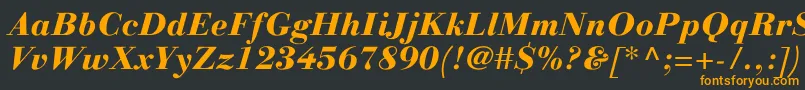 LinotypegianottenHeavyitalic Font – Orange Fonts on Black Background