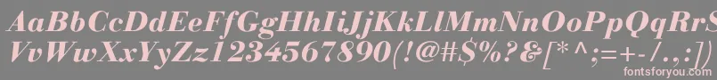 LinotypegianottenHeavyitalic Font – Pink Fonts on Gray Background