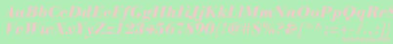 Weitere Informationen zur LinotypegianottenHeavyitalic-Schriftart LinotypegianottenHeavyitalic-Schriftart – Rosa Schriften auf grünem Hintergrund