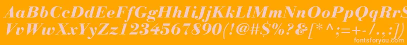LinotypegianottenHeavyitalic Font – Pink Fonts on Orange Background