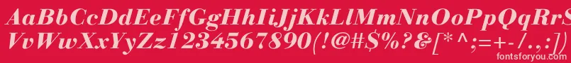 LinotypegianottenHeavyitalic Font – Pink Fonts on Red Background