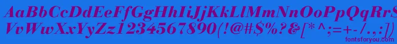 Czcionka LinotypegianottenHeavyitalic – fioletowe czcionki na niebieskim tle