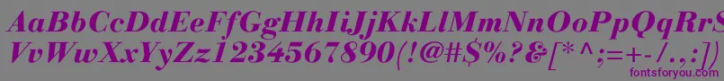 LinotypegianottenHeavyitalic Font – Purple Fonts on Gray Background