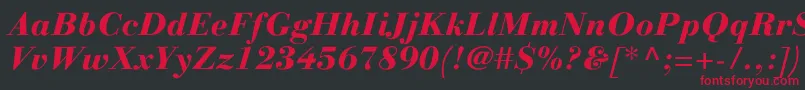 フォントLinotypegianottenHeavyitalic – 黒い背景に赤い文字