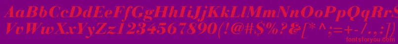 LinotypegianottenHeavyitalic Font – Red Fonts on Purple Background