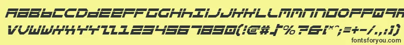 Fonte StuntmanLaserItalic – fontes pretas em um fundo amarelo