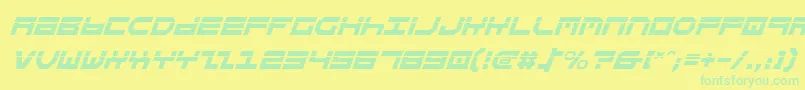 StuntmanLaserItalic-fontti – vihreät fontit keltaisella taustalla