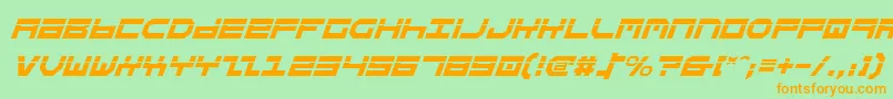 StuntmanLaserItalic-Schriftart – Orangefarbene Schriften auf grünem Hintergrund