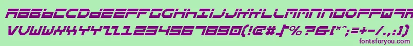 Czcionka StuntmanLaserItalic – fioletowe czcionki na zielonym tle