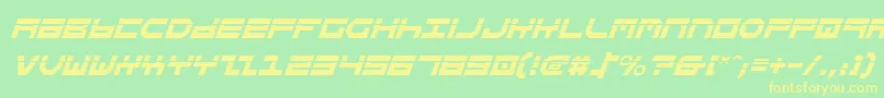 フォントStuntmanLaserItalic – 黄色の文字が緑の背景にあります