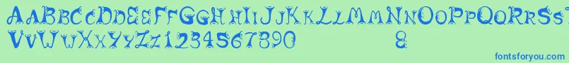 Horns Font – Blue Fonts on Green Background