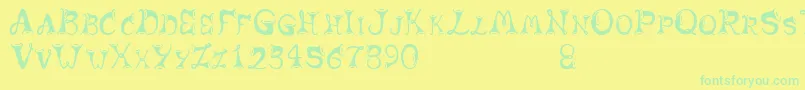 Horns-Schriftart – Grüne Schriften auf gelbem Hintergrund