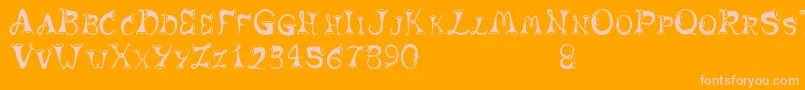 Horns-Schriftart – Rosa Schriften auf orangefarbenem Hintergrund