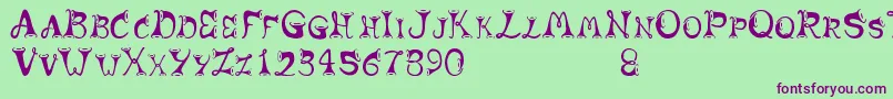 Horns Font – Purple Fonts on Green Background