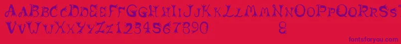 Horns-Schriftart – Violette Schriften auf rotem Hintergrund