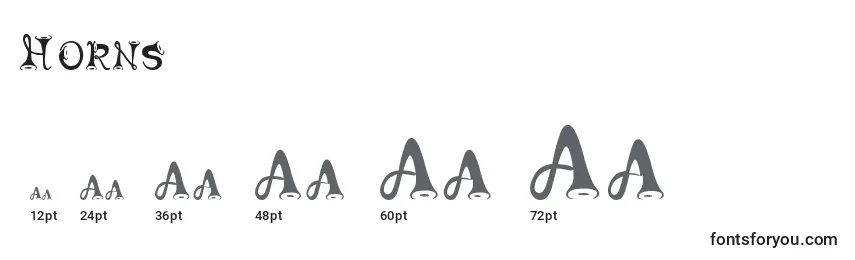 Größen der Schriftart Horns