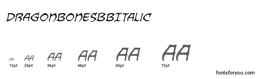 Размеры шрифта DragonbonesBbItalic