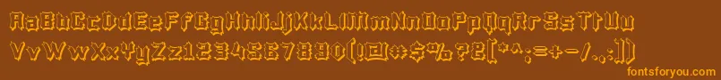LuciferiusInfernitus-Schriftart – Orangefarbene Schriften auf braunem Hintergrund