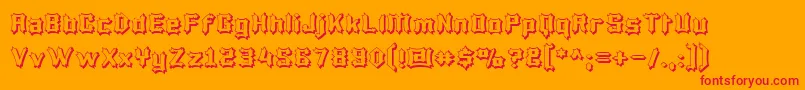 LuciferiusInfernitus-Schriftart – Rote Schriften auf orangefarbenem Hintergrund