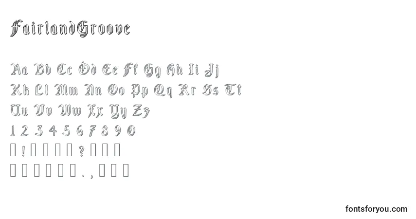 A fonte FairlandGroove – alfabeto, números, caracteres especiais